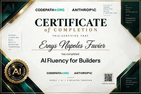 AI Fluency for Builders — certificate — ORVEXIA design