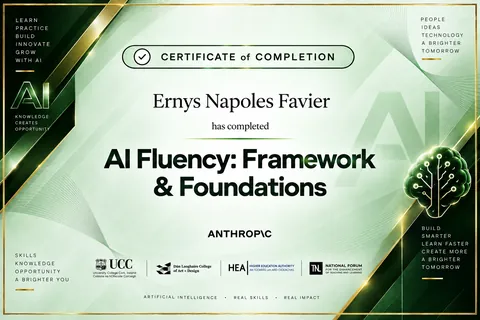 AI Fluency: Framework & Foundations — certificate — ORVEXIA design
