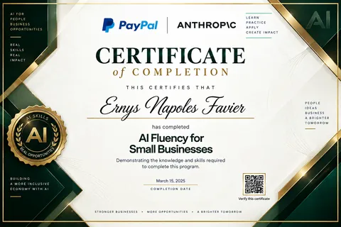 AI Fluency for Small Businesses — certificate — ORVEXIA design