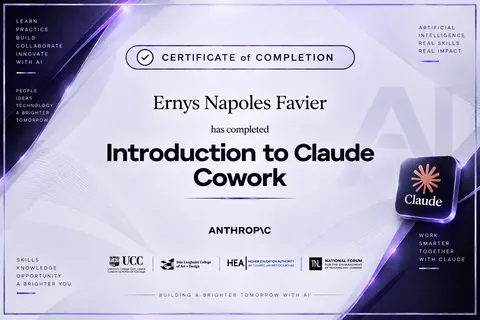 Introduction to Claude Cowork — certificate — ORVEXIA design
